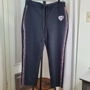 Joe Browns Joggers Charcoal Grey Pink Floral Trim Super Soft US size 14